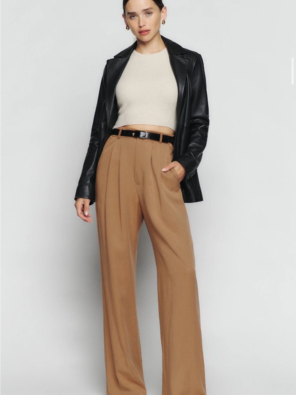 Reformation Mason Pant in Camel